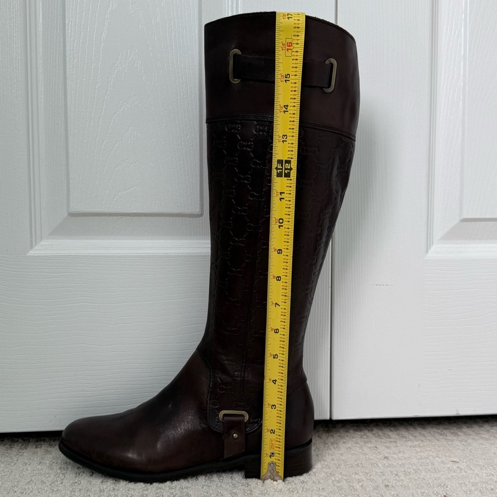 ETIENNE AIGNER | Vintage Leather Monogram E-Gilbert Brown Riding Boots Sz 7 - Picture 6 of 8